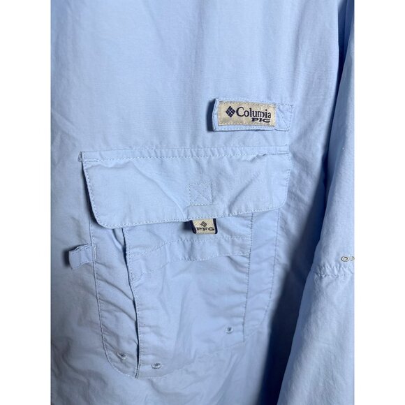 Columbia PFG Mens Size 2XL Light Blue Long Sleeve Button Down Omni Shade Fishing - Picture 5 of 10